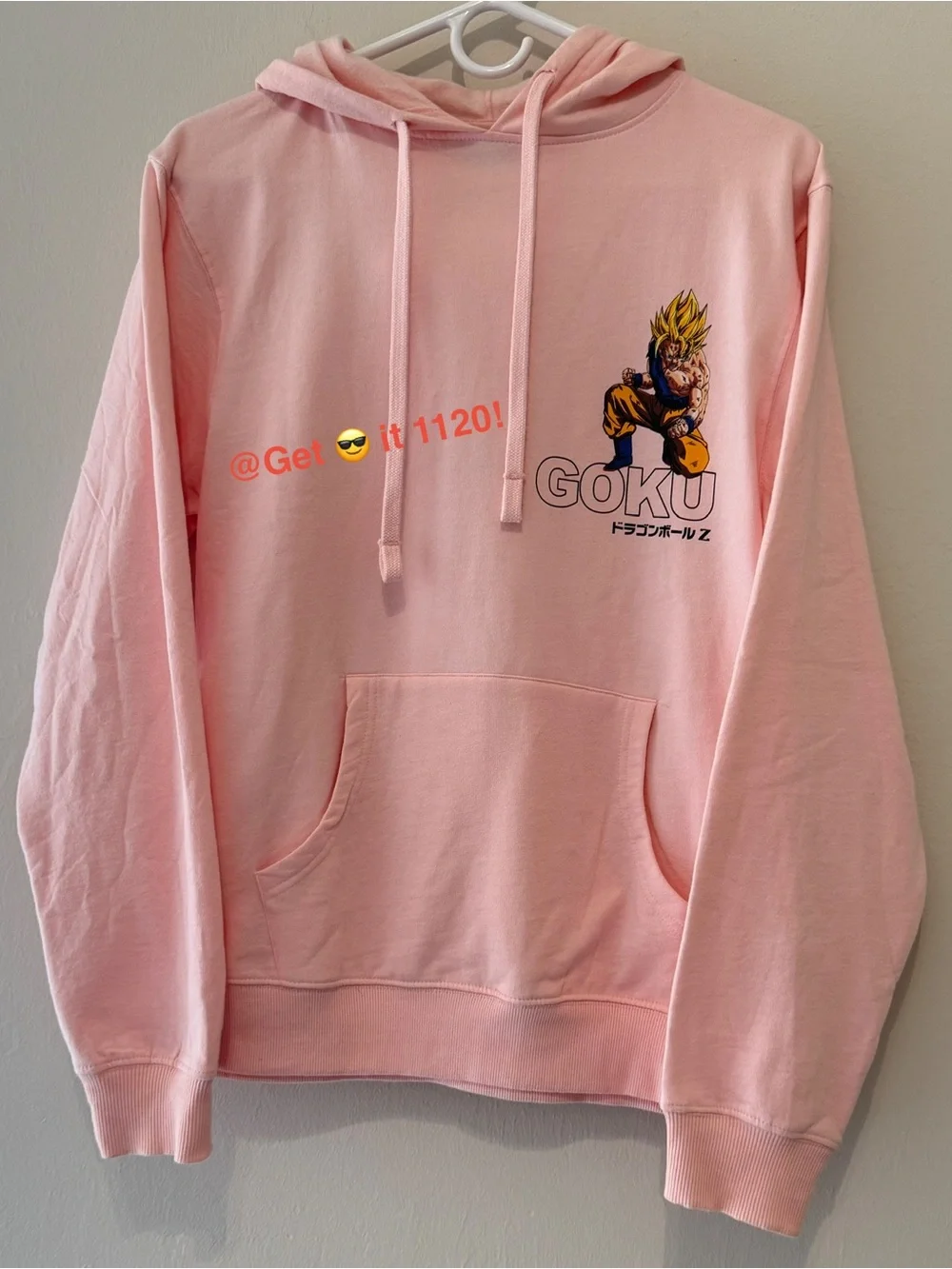 Dragon Ball Z Adult Hoodie-Small Sweater Light Pink - Picture 3 of 5